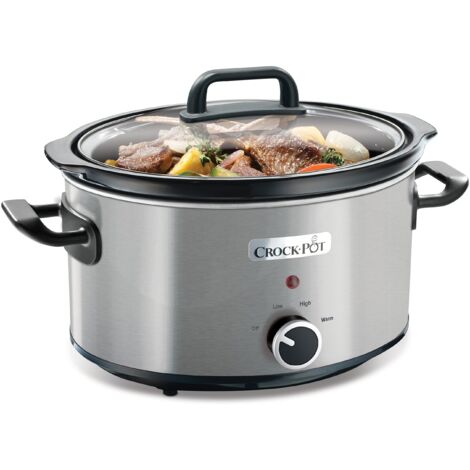 Crockpot Cooker in Metallo Cromato Inox Capacità di 3,5 Litri