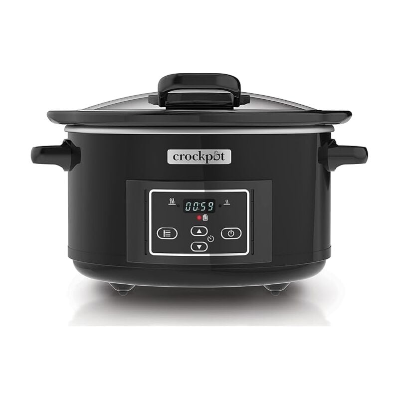 Crock Pot - Crock-pot Pentola per Cottura Lenta, Slow Cooker, 4.7 litri, fino a 6 Persone, Coperchio con Cerniera, 2 Impostazioni Cottura,