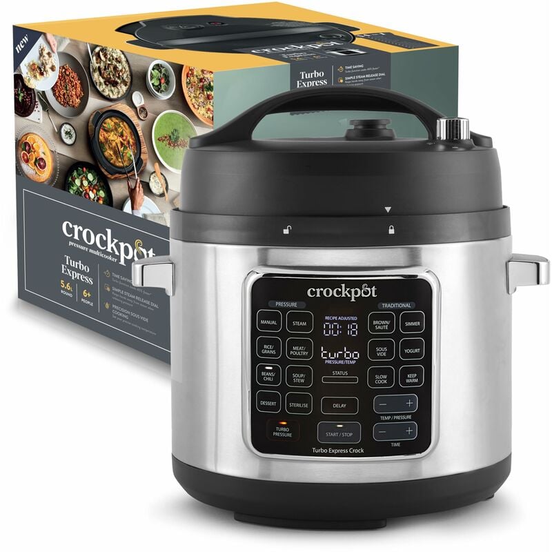 Crock-pot TURBO Express MultiCooker 5.6l, 6 Persone,Programmabile,14 funzioni pre-impostate,Cottura a Pressione, Vapore,Slow Cooker,Rosolatura,Sous