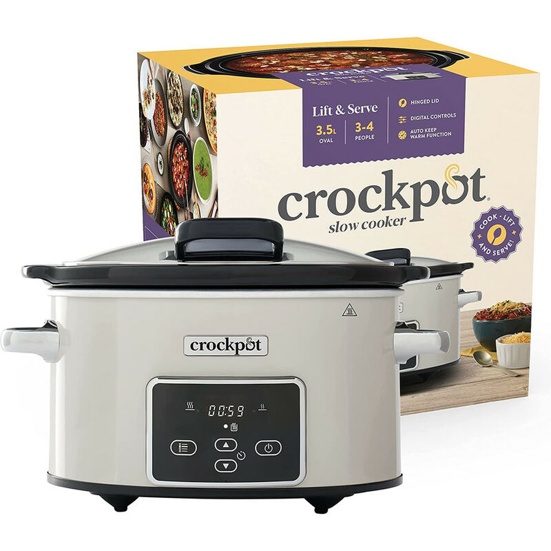 Image of Crock-pot - Crockpot Pentola per Cottura Lenta, Slow Cooker, 3.5 litri, fino a 4 Persone, Coperchio a Cerniera, Timer digitale Countdown, 2