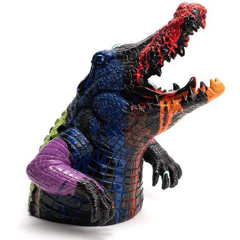 Statue : Crocodile attaque Trash blanc - Amadeus - Blanc - Résine