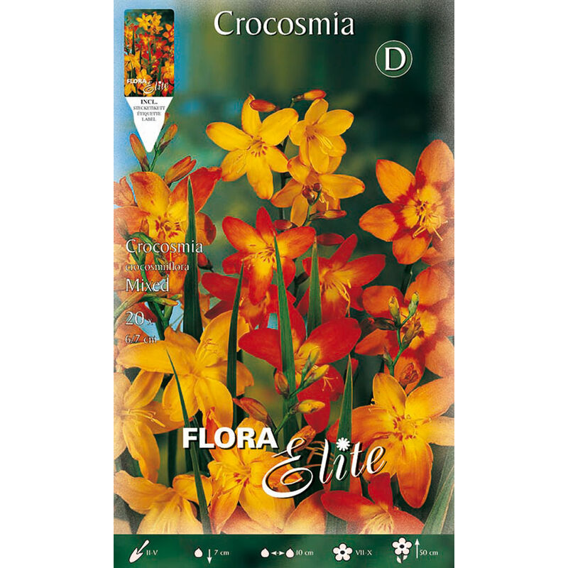 Peragashop - crocosmia crocosmiiflora mix de couleurs (lot de 20 bulbes)