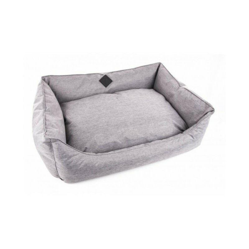 Martin Sellier - Corbeille grise avec coussin amovible pour chien Domino 80 x 60 x 25 cm