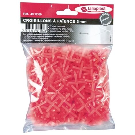 Croisillon à faïence - Épaisseur : 3 mm - Coloris : rouge - Nombre de pièces : 250 - TALIAPLAST