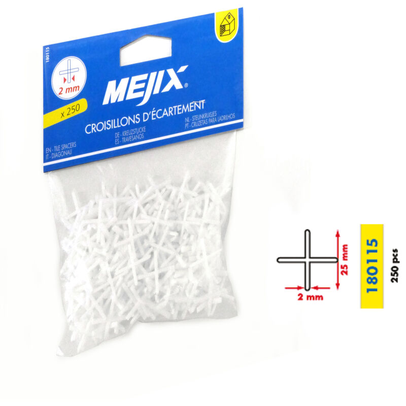 MEJIX Peugeot Outillage - Croisillons d'ecartement 2mm (250 pi&egrave;ces) - 