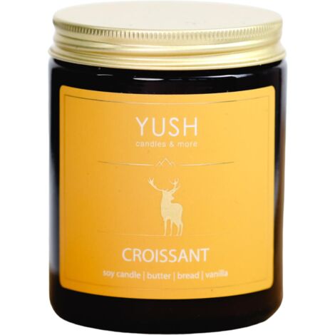 Croissant – Duftkerze aus Soja mit dem Duft eines frischen Croissants – YUSH – 180 ml