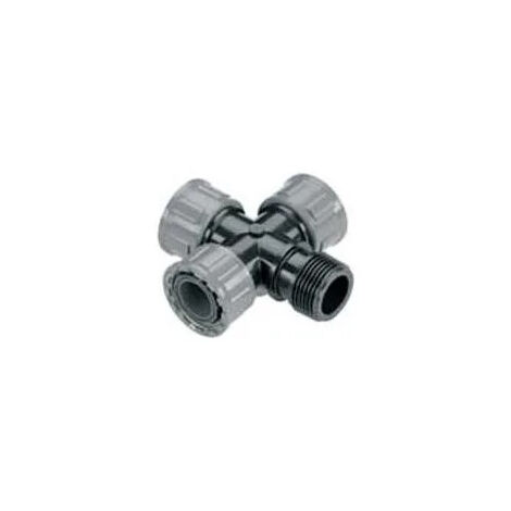 Gardena – Raccord croix 26x34 MF pour clarinette – 3 sorties femelles 26/34 – Système d'écrou pour installation rapide – Compatible électrovannes