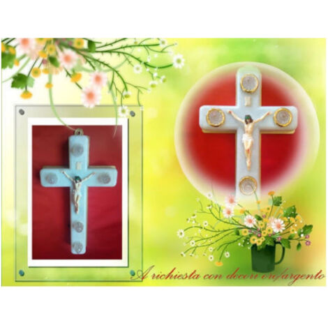 Croix Crocetta Votiva Avec Une Lumière électrique Avec Des Batteries De Lumière Led Christ Incluses