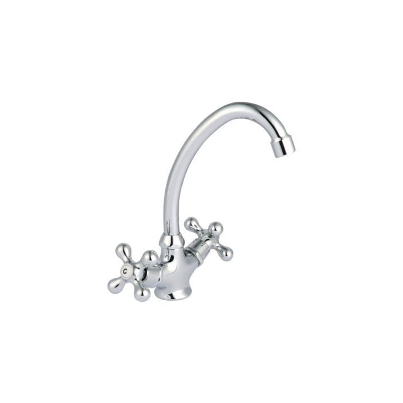 Traditionel Permanent Tête Croisée Cuisine Robinet D'évier Prise Mono Pont Monté