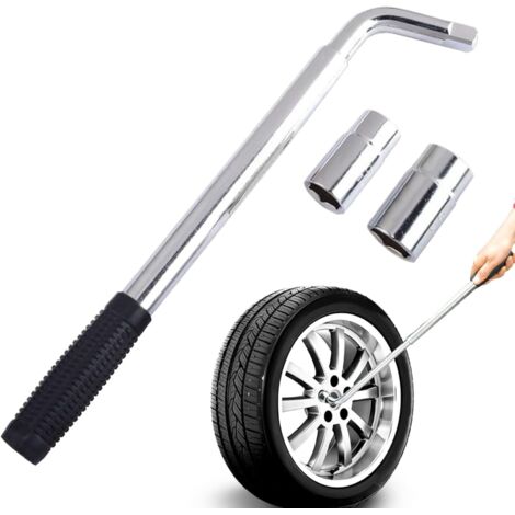 Croix de roue pneu, clé à écrou allongée  Outil portable compact intégré avec adaptateur et réglable pour changement pneu -