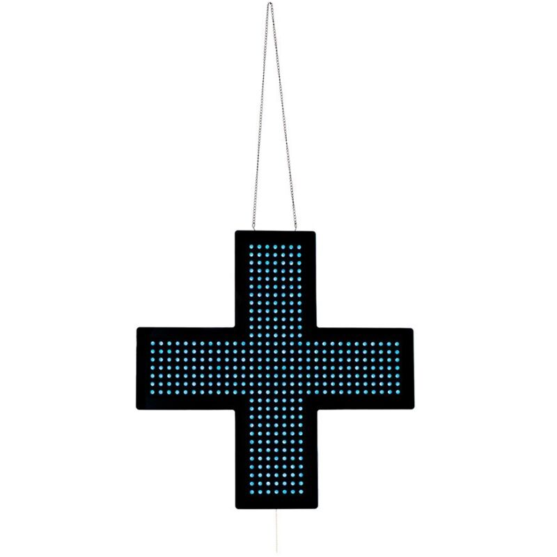 Croix de vétérinaire led monochrome bleue - 60x60cm - Simple Croix de vétérinaire led monochrome bleue - 60x60cm - Simple