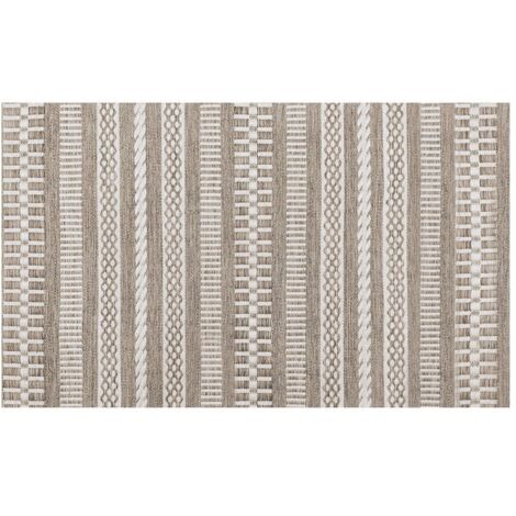 CROMA COLLECTION Teppich mit Jarapa-Druck und Schaumstoffpolsterung 45x75cm, Beige und Weiß