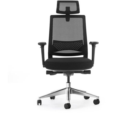 Cromad senior se1600 silla de oficina - altura ajustable con elevador de gas de grado 4 - soporte lumbar y reposacabezas ajustables - respaldo de malla - ruedas de nailon 360º - color negro