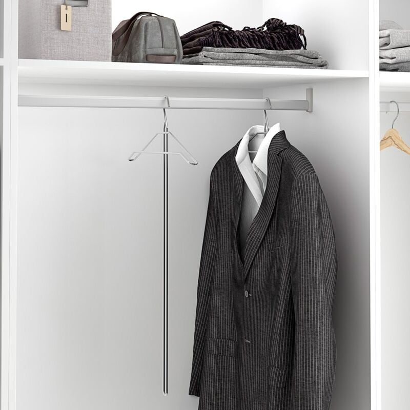 Menage Confort - Cintre à poignée longue chromée e R.390130 - Cintre avec poignée longue chromée pour placards avec barre haute