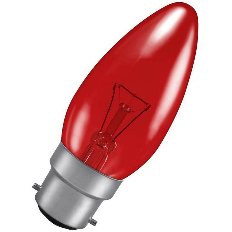 Crompton - Lamps 40W Candle BC-B22d Dimmable Fireglow Red 95lm BC Bayonet B22 Incandescent Light Bulb