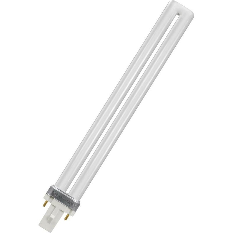 Crompton Lamps CFL PLS 11W G23 Single Turn S-Type 3000K Warm White Frosted 905lm 2-Pin Energy Saving Push Fit Compact Fluorescent Dulux-S Biax-S PL-S