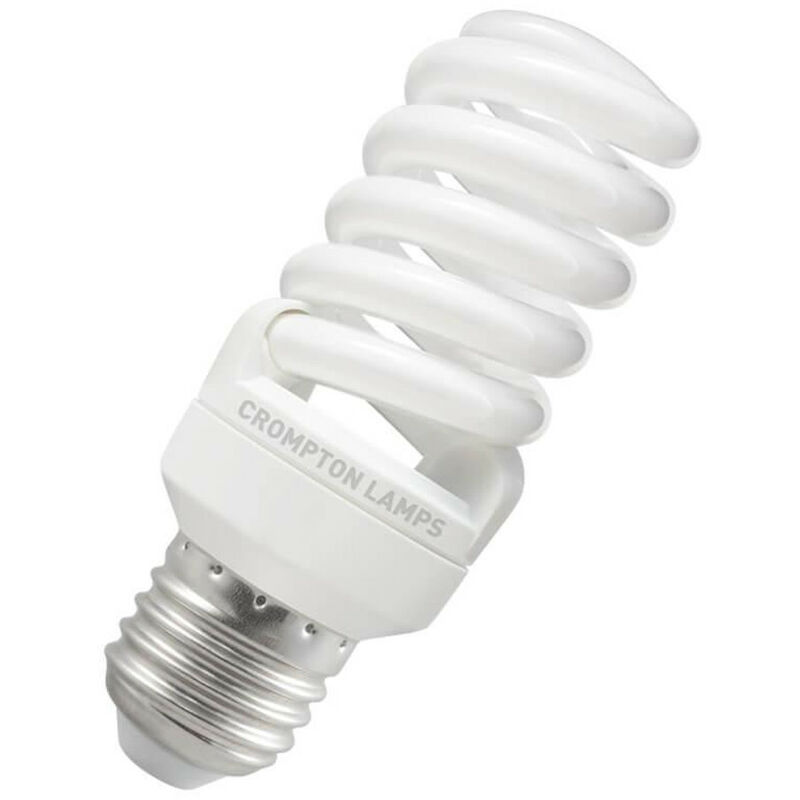 Crompton Lamps CFL T2 Mini Helix Spiral 15W ES-E27 (60W Equivalent) 2700K Warm White Frosted 850lm ES Screw E27 Energy Saving Compact Fluorescent
