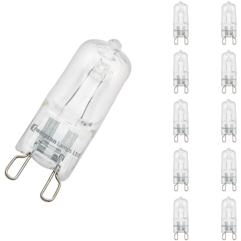 (10 Pack) Crompton Lamps Halogen G9 Capsule 33W Dimmable Energy Saver (40W Equivalent) 2700K Warm White Clear 460lm Eco Multipack Light Bulbs