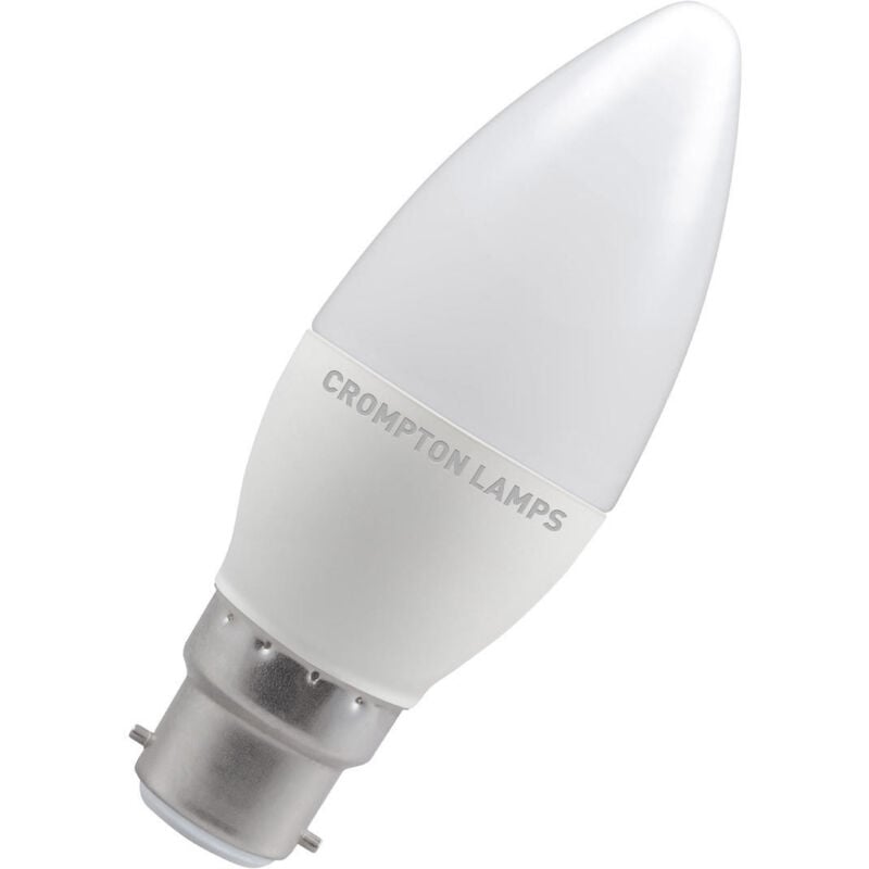 Crompton - Lamps LED Candle 5W BC-B22d Dimmable (40W Equivalent) 4000K Cool White Opal 470lm BC Bayonet B22 Frosted Light Bulb
