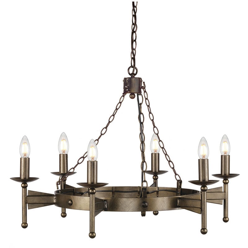 Elstead Cromwell - 6 Light Chandelier Old Bronze Finish, E14