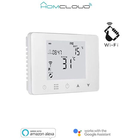 Termostato Wi-Fi Con Touch Nero 220V Compatibile Con Alexa Google Home Per  Caldaia A Gas Murale Da Parete Riscaldamento Termosifone Ad Acqua