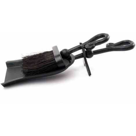 Crook Handled Hearth Tidy - Metal - L13 x W38 x H9 cm - Black