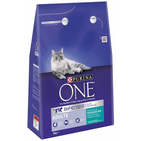 Croquette PURINA ONE Adulte - Poisson de Mer et Céréales Complètes- Pack de 4 x 3kg