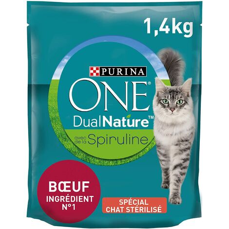 Croquette PURINA ONE Chat Adulte Stérilisé - Bœuf avec de la Spiruline 1,4KG