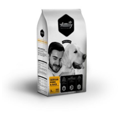 Croquettes Amity pour chien adulte porc ibe'rique et riz 3Kg hautement digestibles