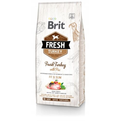 Croquettes Brit Fresh Turkey with Pea Light Fit & Slim pour chien, 12 kg