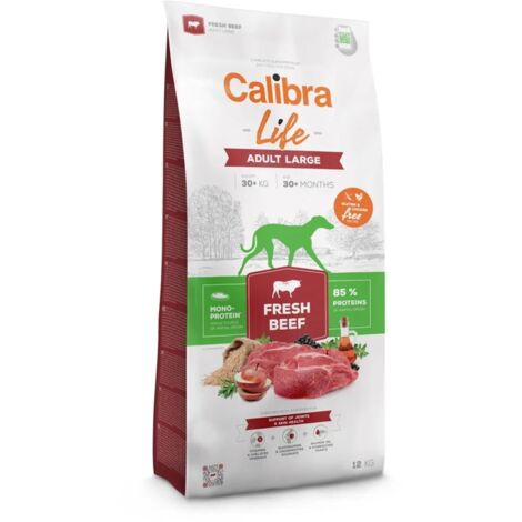 Croquettes CALIBRA DOG life pour chien adulte de grande taille au bœuf frais, 12 kg