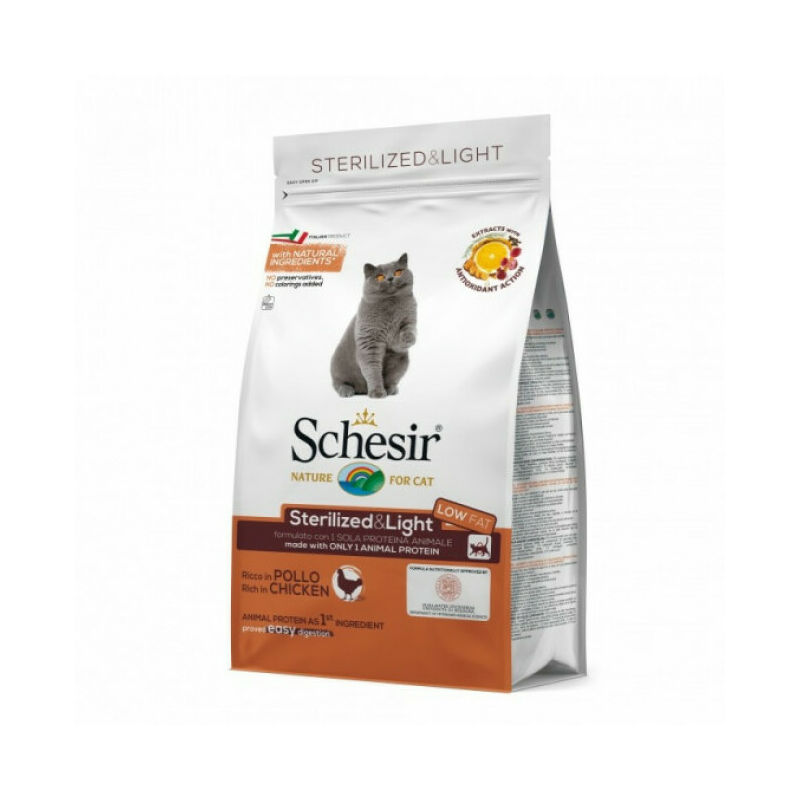 Croquettes chat adulte Sterilized & Light Sac 1,5 kg - Schesir