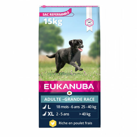 Croquettes Eukanuba Chien Adulte Grandes Races Poulet Sac 15 Kg