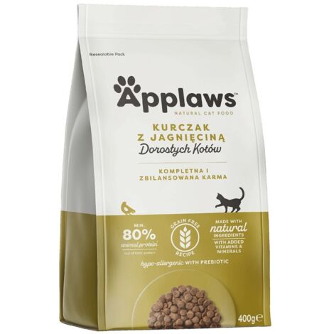 Croquettes pour chat adulte APPLAWS Poulet et agneau - 400 g