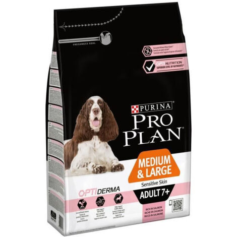 Croquettes pour chien adulte medium et large 3 kg – Peau sensible +7 ans – Protéines de saumon – Formulé sans gluten de blé – Purina