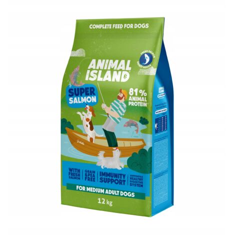 Croquettes pour chien au saumon de qualité supérieure ANIMAL ISLAND 12 kg