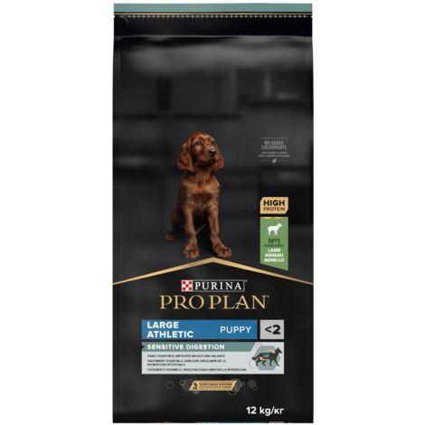Croquettes pour chien large athlétique 12kg – Agneau de 1ère qualité – Prébiotiques pour digestion sensible – Jusqu'à 24 mois – Pro Plan