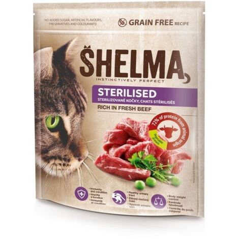 Croquettes SHELMA au bœuf pour chats stérilisés. 8 kg