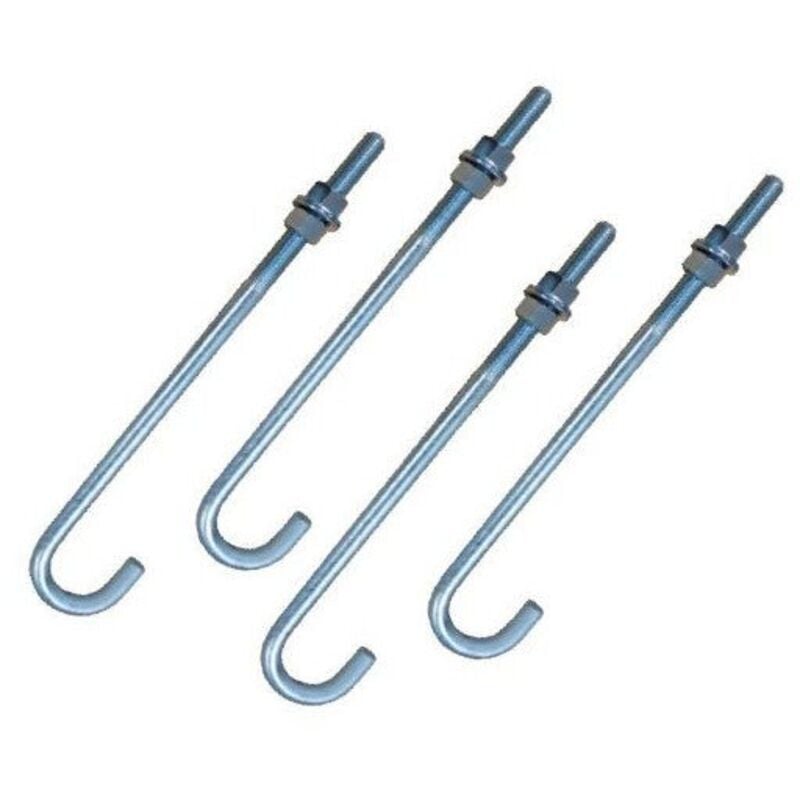 Crosse ancrage M12X363 Filetée sur 100 +2 Ecrou +2 Rondelle Acier zingué-10 pièces