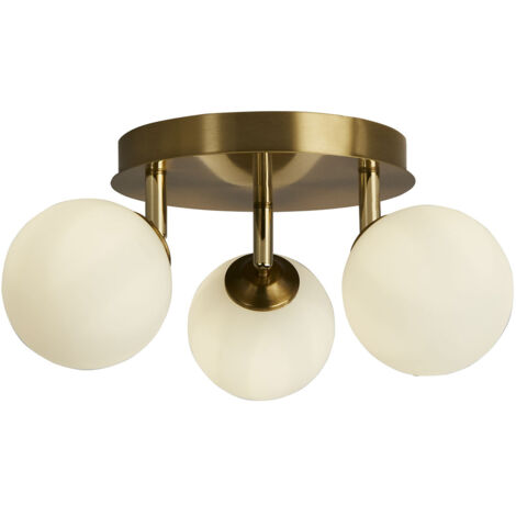 Crosby 3Lt Semi-Flush - Metallo dorato e vetro opalino
