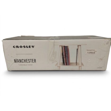 CROSLEY - Support pour platine vinyle et rangement disques - Manchester Blanc - Design élégant - Emballage usé - Voir photos