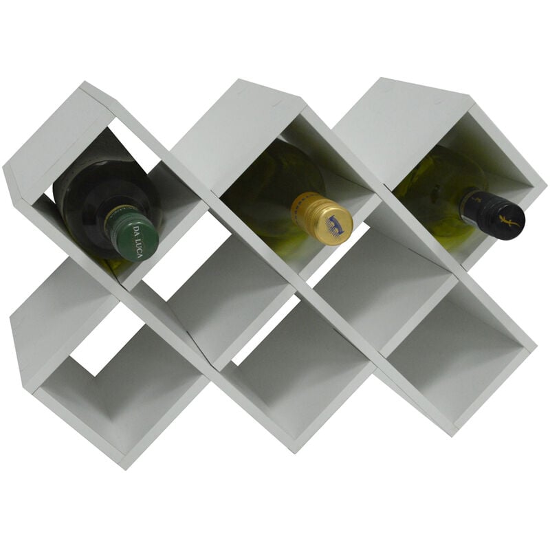 CROSS - 10 Bottle Free Standing Wine Storage Rack - White