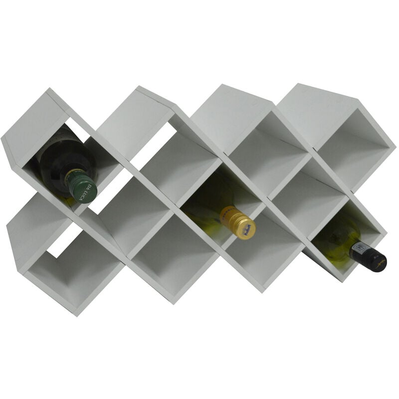 CROSS - 14 Bottle Free Standing Wine Storage Rack - White