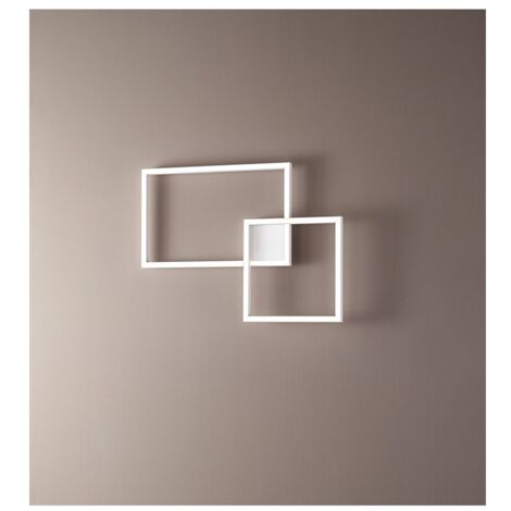 CROSS Plafoniera 2 riquadri in orizzontale alluminio verniciato bianco LED 45W 3350LM 3000K CCT 3000K 4000K 6000K