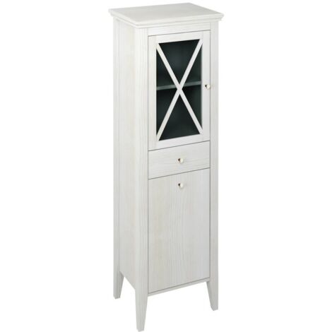 CROSS Unité de rangement avec Panier de blanchisserie 49x170x39cm, blanc gauche/ancien
