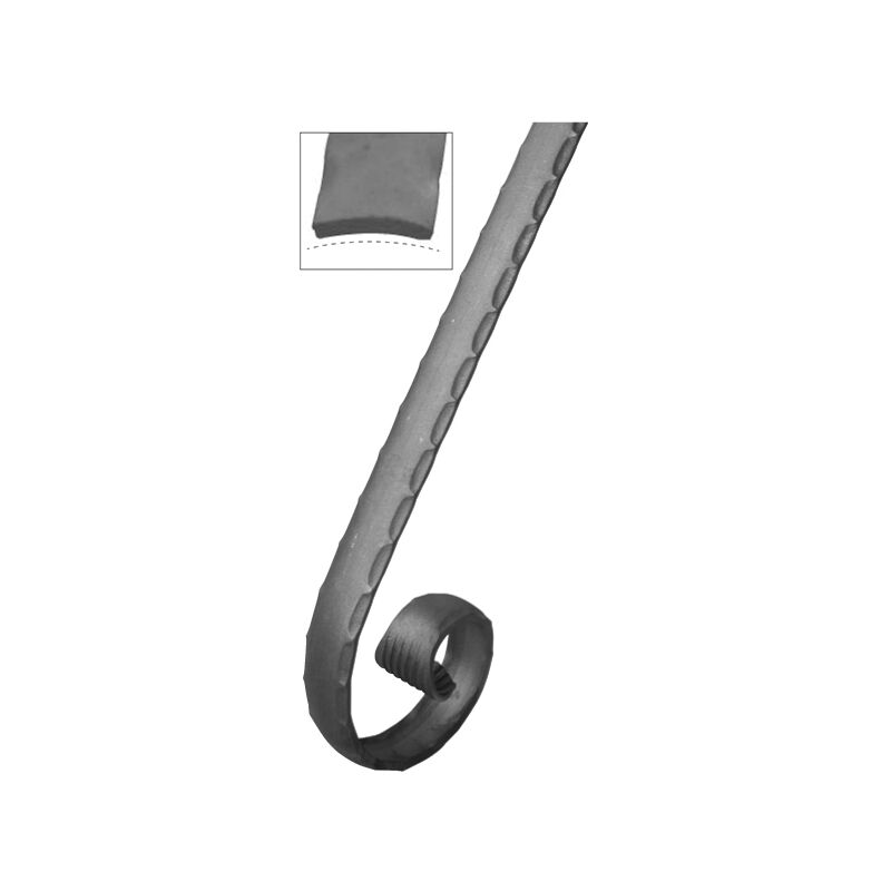 Crosse de main courante pleine martelée et bombée -Hauteur 180mm largeur 40mm épaisseur 8mm - Fer forgé - à souder Deco Fer Forge