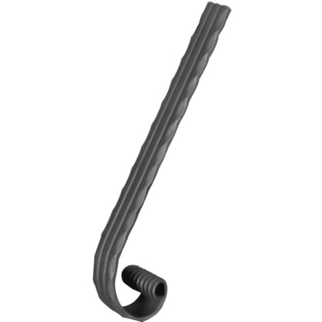 Crosse de main courante pleine martelée et rainurée - Hauteur 100mm largeur 40mm épaisseur 8mm - Fer forgé - À souder - DECO FER FORGE