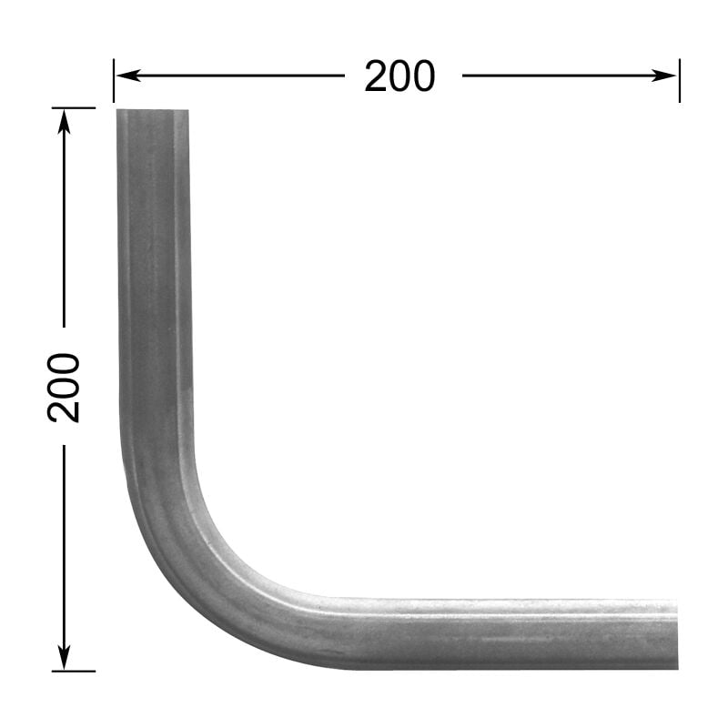 Deco Fer Forge - Angle lisse laminé pré-formé à 90° de main courante - Hauteur 200mm largeur 45mm épaisseur 12mm - à souder
