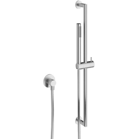 Crosswater 3ONE6 Ensemble de douche - barre curseur - douchette stick - flexible lisse - coude mural - Inox