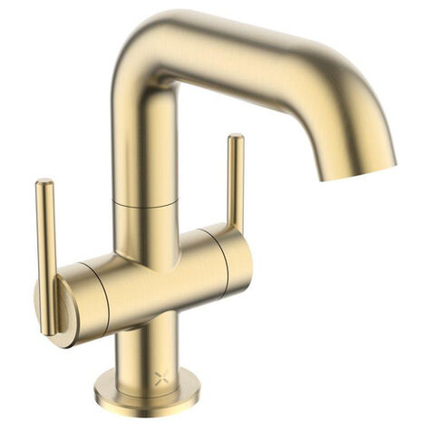 Crosswater 3ONE6 Mitigeur lavabo - 18.5cm - 2 leviers - Laiton brossé PVD